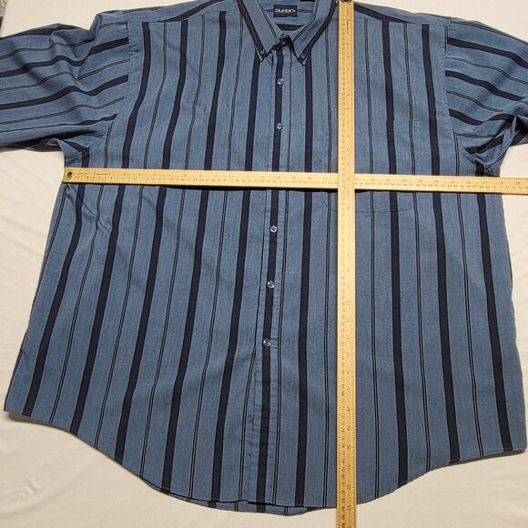 Vintage Puritan Mens Shirt Button Up 2XLT Short Sleeve Striped Blue - Picture 12 of 14